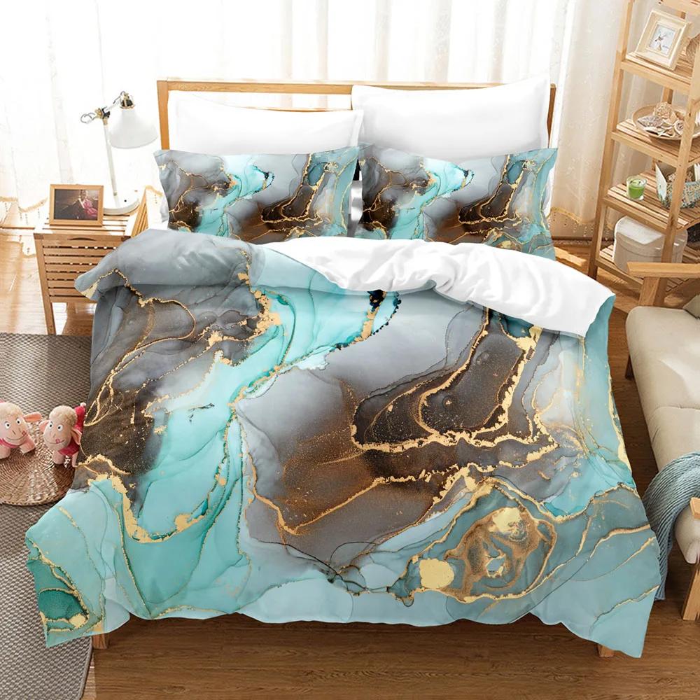 3D Luxury Marble Bedding Set Printed Duvet Cover Set Pillowcases Romantic Soft Single Double King Size for Adult Birthday Gift