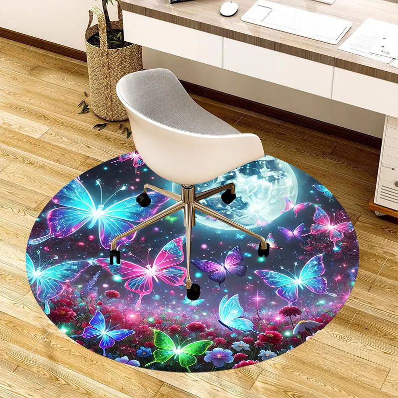 1pc Office Carpet Chair Mats Enchanted Night Garden with Butterflies and Moon Perfect for Decorating Office Chairss, Or Bedrooms.YDT286