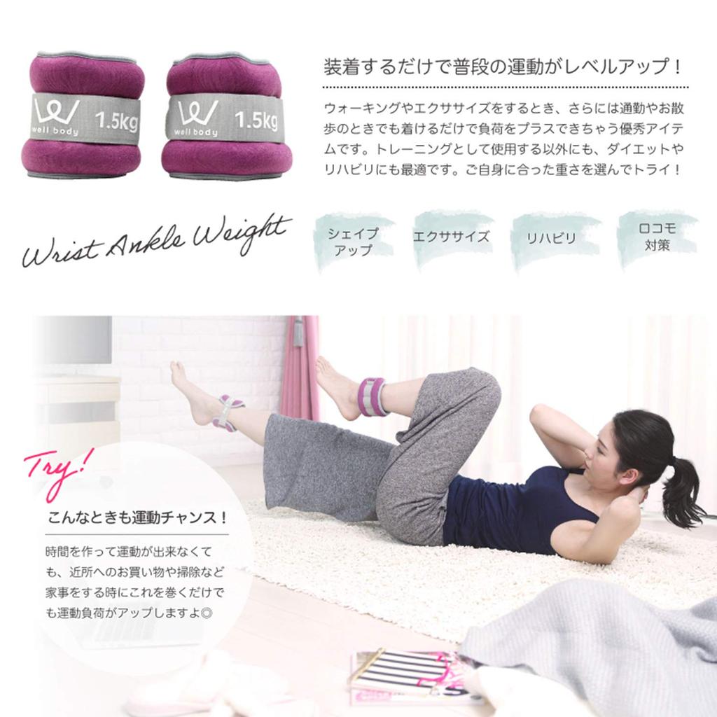 ALINCO Wrist and Ankle Weights, 1.5kg, for Wrists and Ankles, Great for Weight Loss, Strength Training, and Home Training, WBN307N