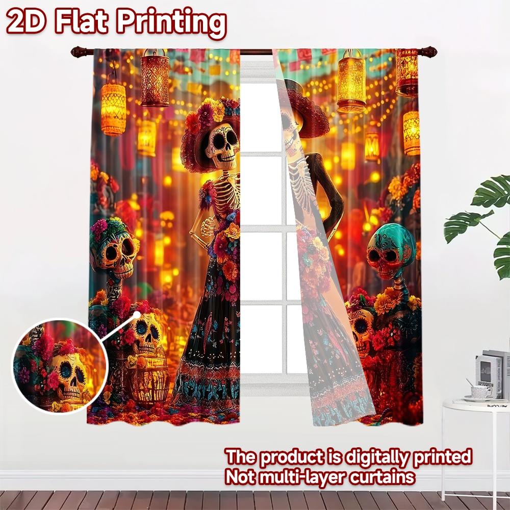 2D Flat Photography Backdrop Background Cloth Day of the Dead Celebration 100% Polyester Party Decorations for Bedroom