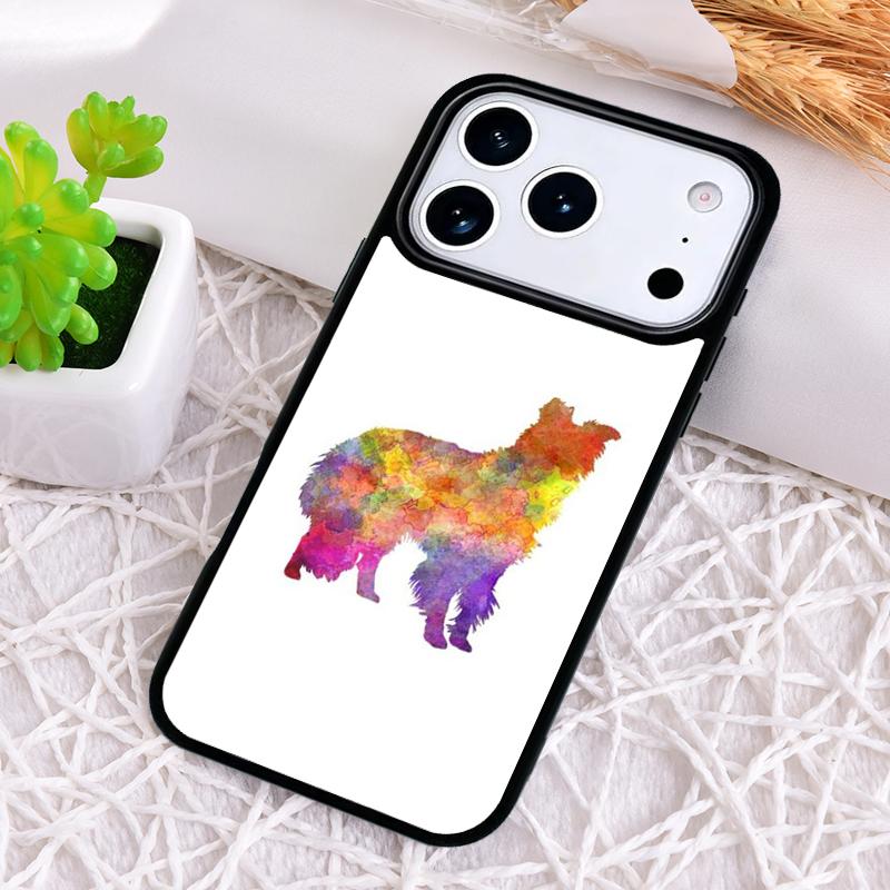 Border Collie Watercolor Phone Case for iPhone 17 Air 16 15 11 12 14 13 Pro Max Shockproof Cover