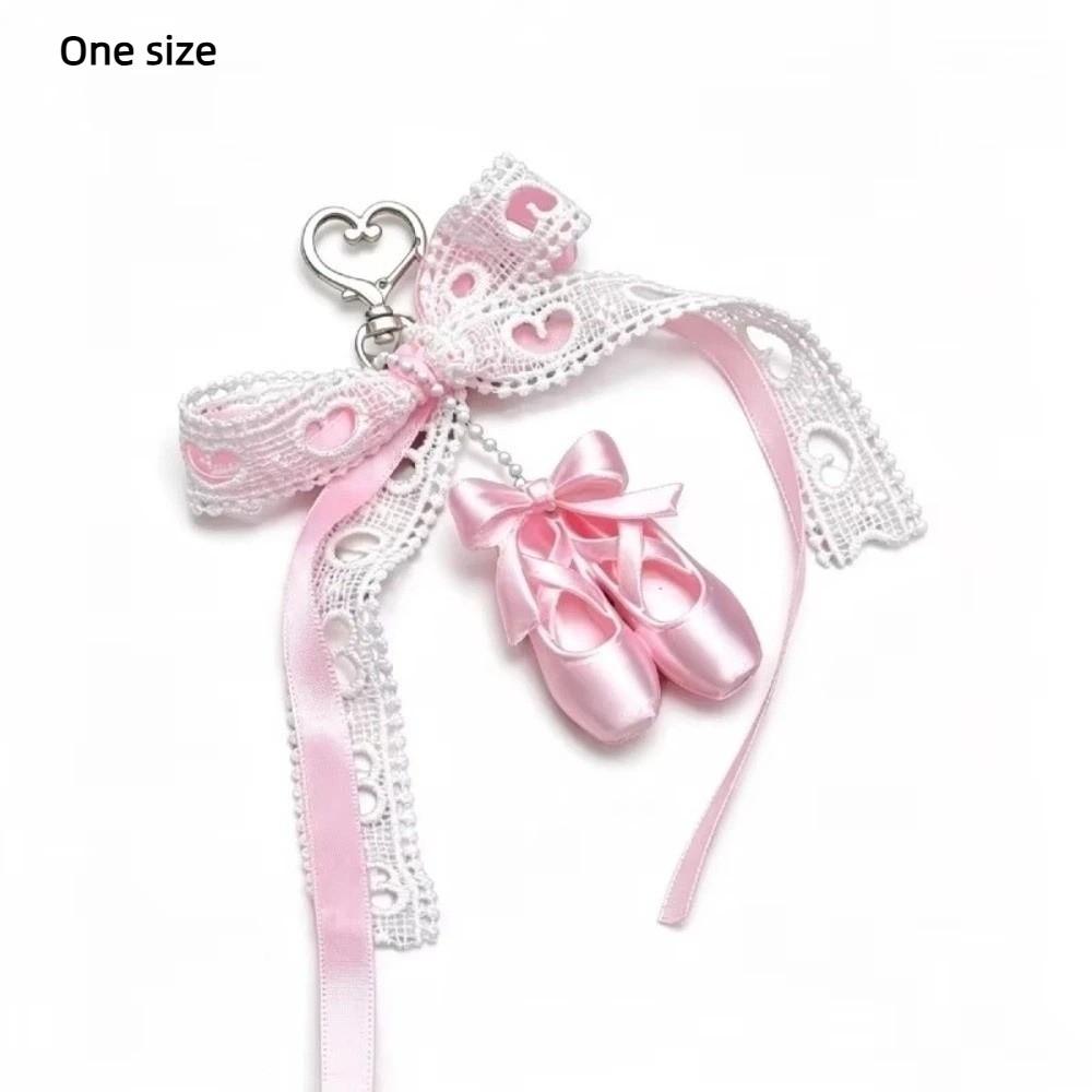 lace bowknot Ballet Shoes Keychain Backpack Decor Ballet Shoes Bow Keychain  Women