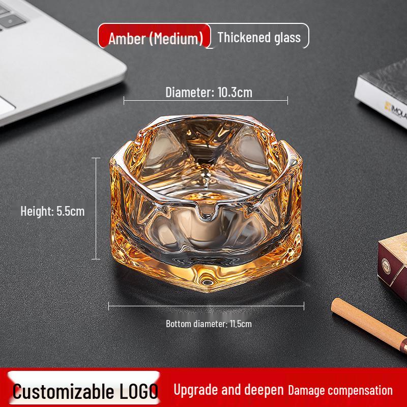 Crystal Glass Ashtray: Elegant, Fly-Repellent Design for Home or Office