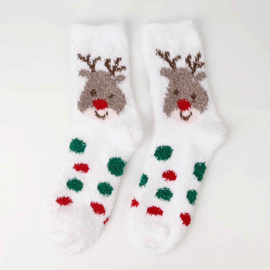 Women's Winter Cartoon Christmas Coral Fleece Floor and Sleep Socks