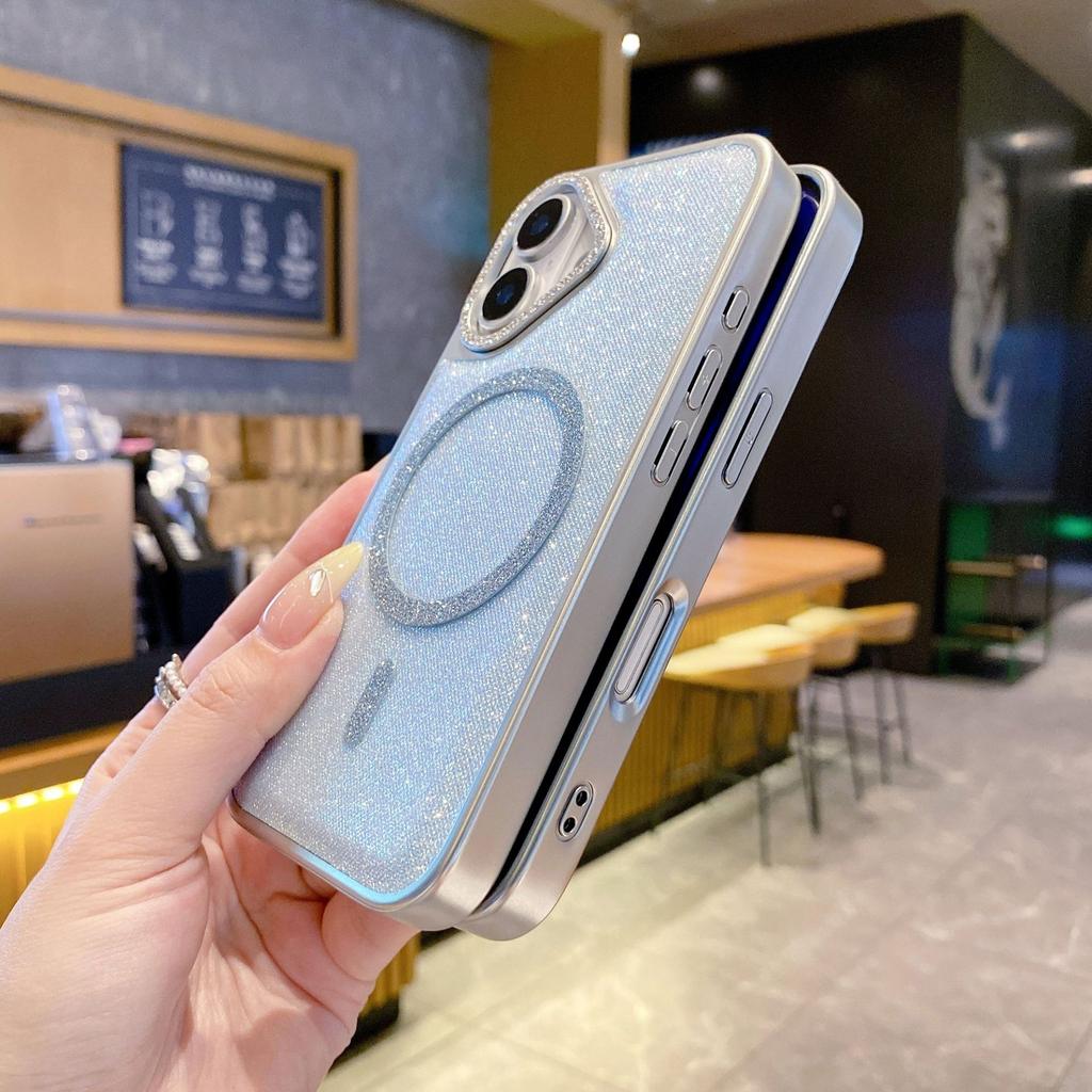 Applicable To IPhone16proMax Starry Sky Flash Powder Magnetic Phone Case Apple 15 Advanced Sense 14 Anti Fall Protection Case