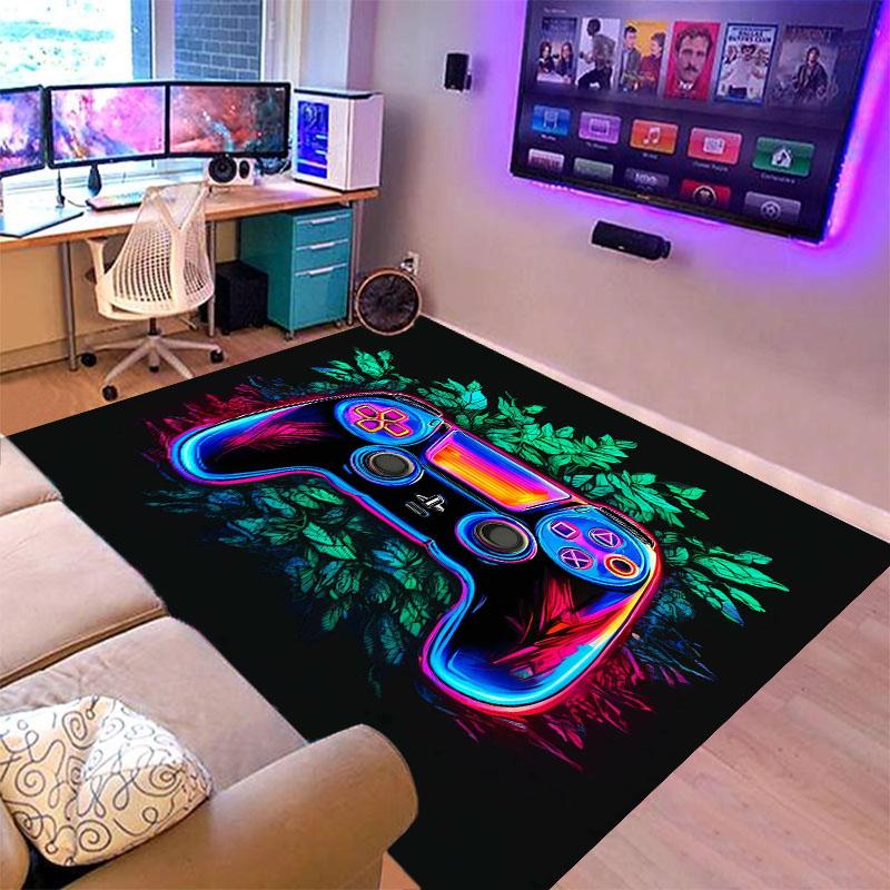 Herní koberec do chlapeckého pokoje, hráčský koberec s designem ovladače, koberec do herny, dekorace ložnice, protiskluzová, pratelná v pračce podložka