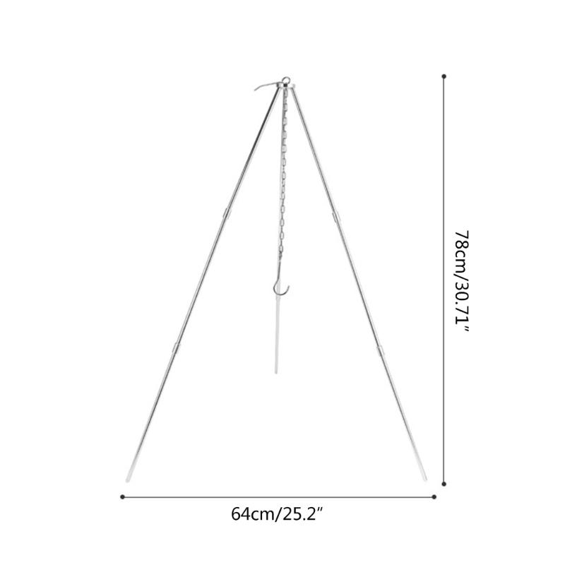 Campfire Cooking Tripod Set Adjustable Hanging Camping Tripod for Outdoor Picnic Camping Cooking Hanger with Storage Bag