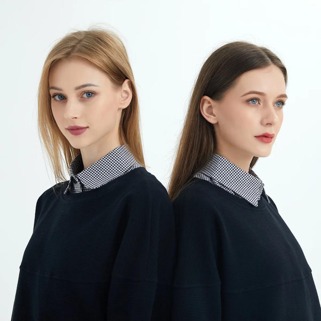 Ins Fake Collar Plaid Shirt Detachable Collars Solid Shirt Womens Dickie Collar White Girls Top Clothes Dickey Collar For Women