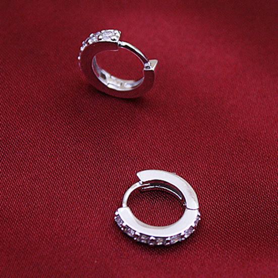 Earrings Round Fashionable Alloy Single Row Rhinestones Earrings for Banquet
