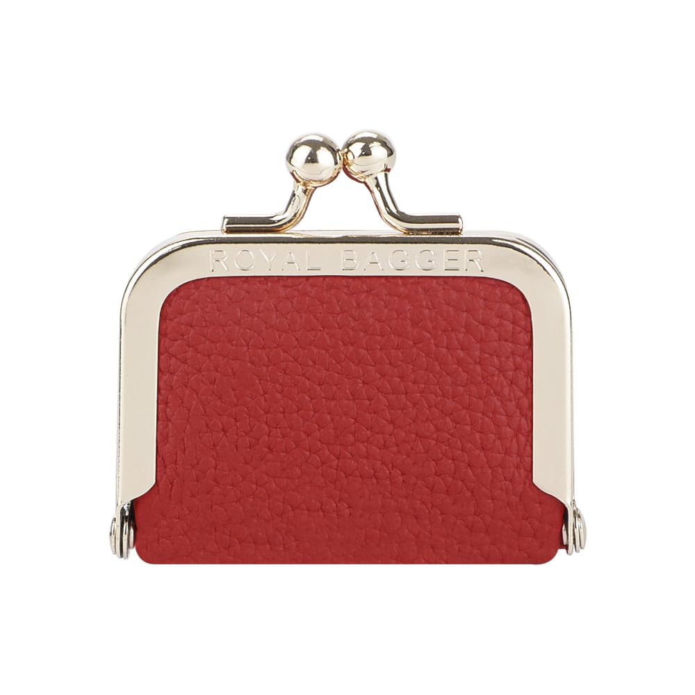 Royal Bagger Genuine Leather Mini Jewelry Box Women's Coin Purse Solid Color Kiss Lock Change Pouch Casual Style Small Storage Bag for Women 1894