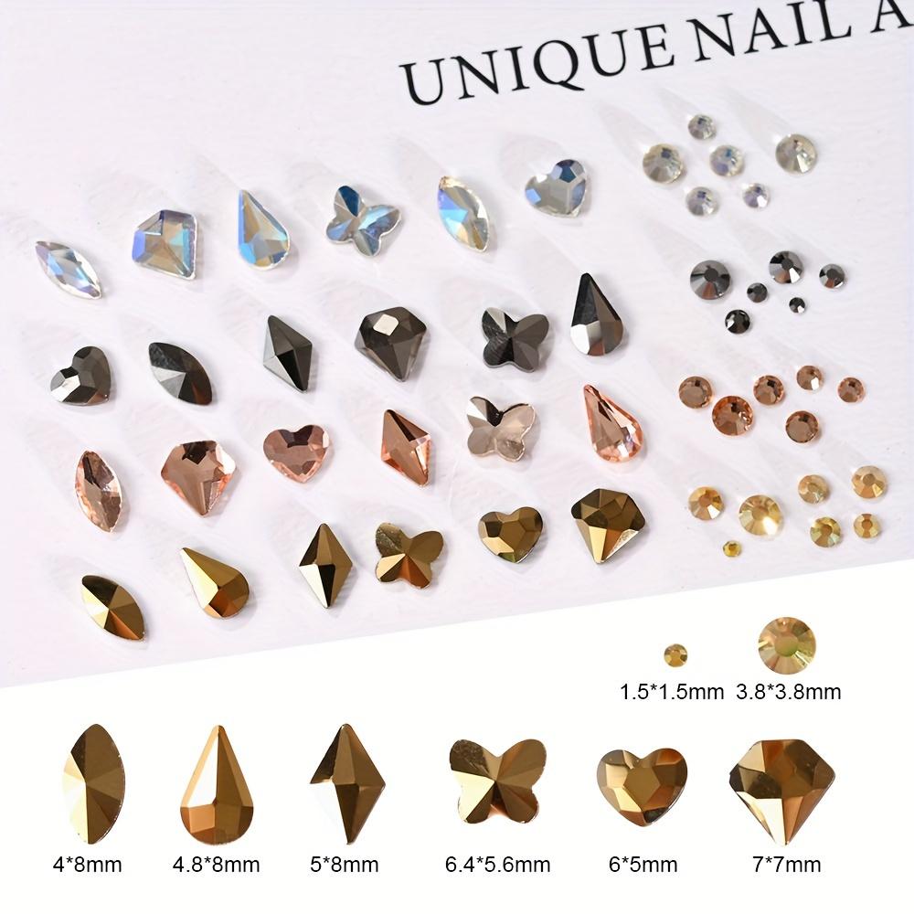 12 Grids Nail Art Rhinestones Jewelry Set Multi-shapes Colorful Flatback Nail Charms 3D Nails Accessories