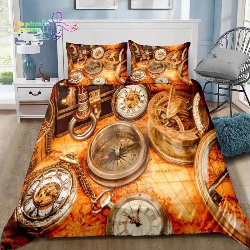 Vintage Pirater Sängkläder Set Enkel Tvilling Full Queen King Size Sängset Vuxna Pojkar Sovrum Pirater Skattkarta Sängkläder Gåva