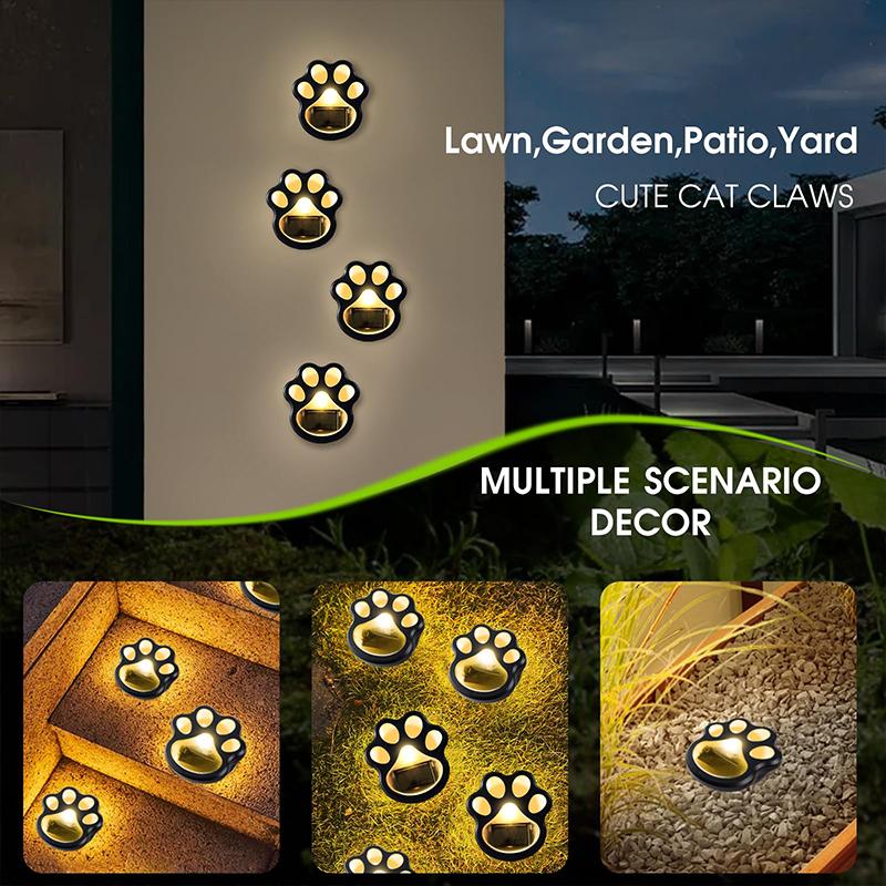4 Stück Solar-LED-Licht Katzenpfotenlampe Außen Wasserdicht Garten Erdlampe Dekoration Landschaftsatmosphäre Eingegrabene Lichter