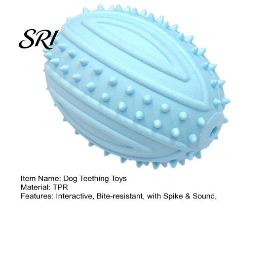 Bite-resistant Toy Dog Teething Toys with Spike Teeth Cleaning Ball Bite-Resistant Rugby Chew Interactive Sound for Small Medium Large Dogs