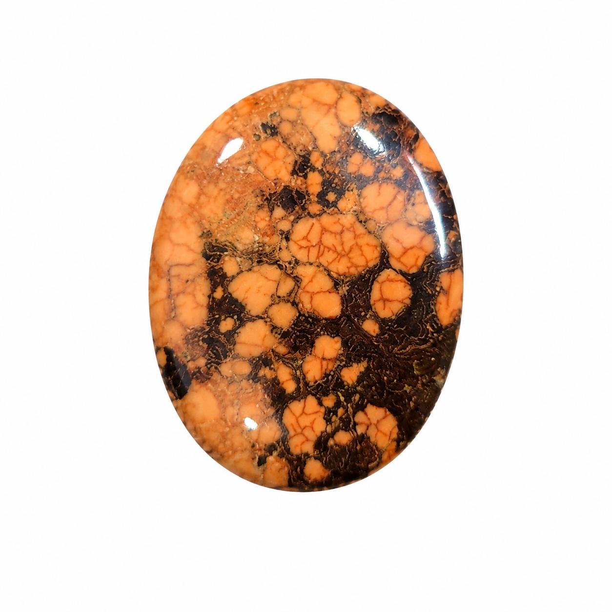 Orange Turquoise Oval Cabochon Gemstone, Natural Matrix Stone, Loose Turquoise Cabochon, Jewelry Making Stone 32x41mm оранжевый