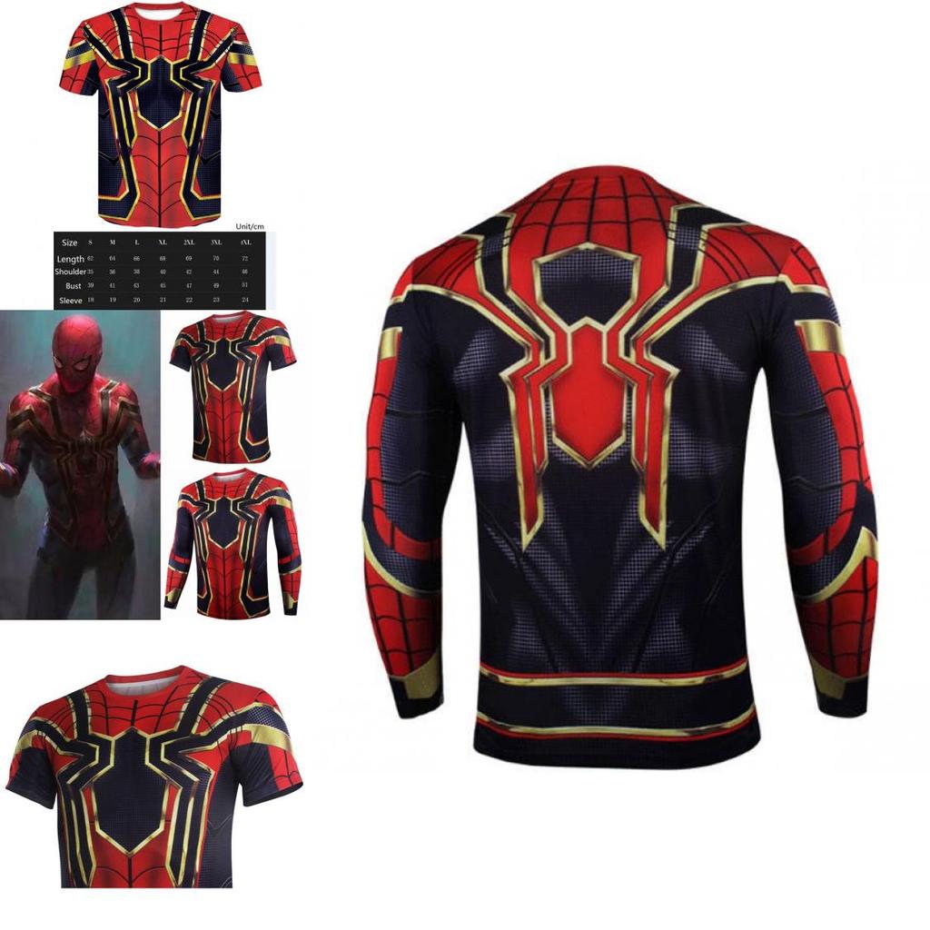 Marvel Mens Superhero Compression T Shirt Sports Fitness Gym Tops Spiderman Tee