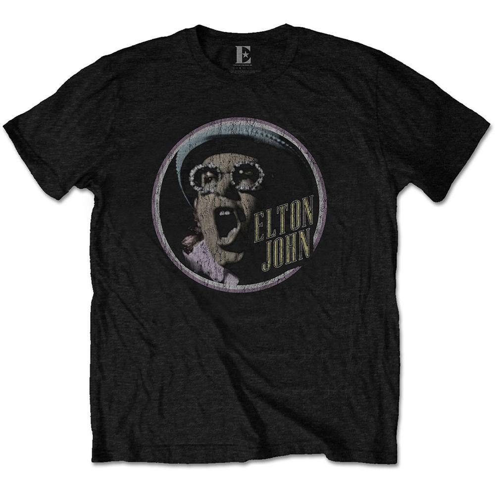 Men s Elton John Circle Slim Fit T-shirt Small Black S