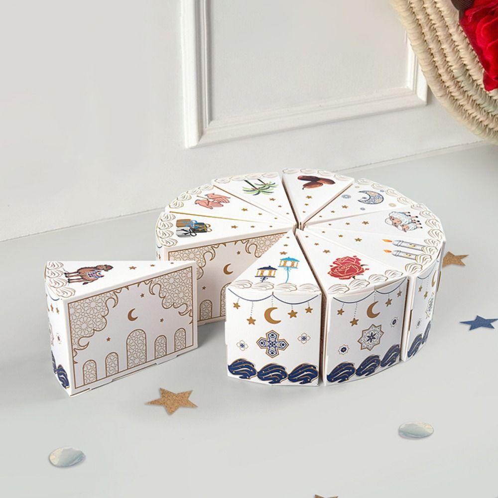 10 Stück Mehrfarbige Dreieckige Kuchen-Geschenkbox Erdbeere Regenbogen Geschenkverpackungsbox Für Süßigkeiten Keks