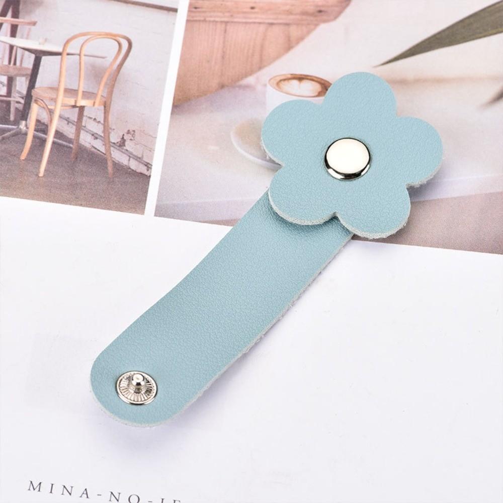 Leather Flower Cable Winder Portable Data Cable Ties Data Cable Protector Clips  Earphone Cord