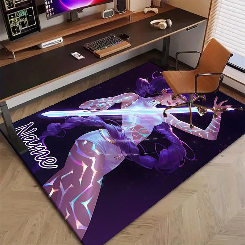 Custom KPop Demon Hunters Mat Personalized Name, Polyester Washable Indoor Entryway Rug, Gift for Christmas, Easter, Thanksgiving Day