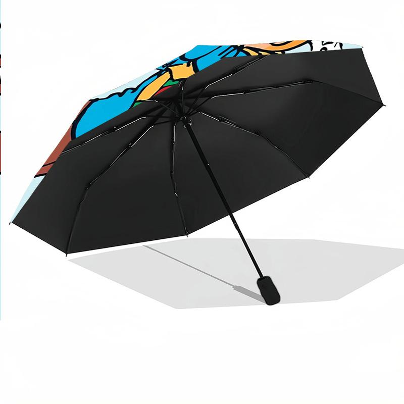 Tintin Winddichter Automatischer 8-Rippen Faltregenschirm Tragbarer Outdoor-Sonnenschirm