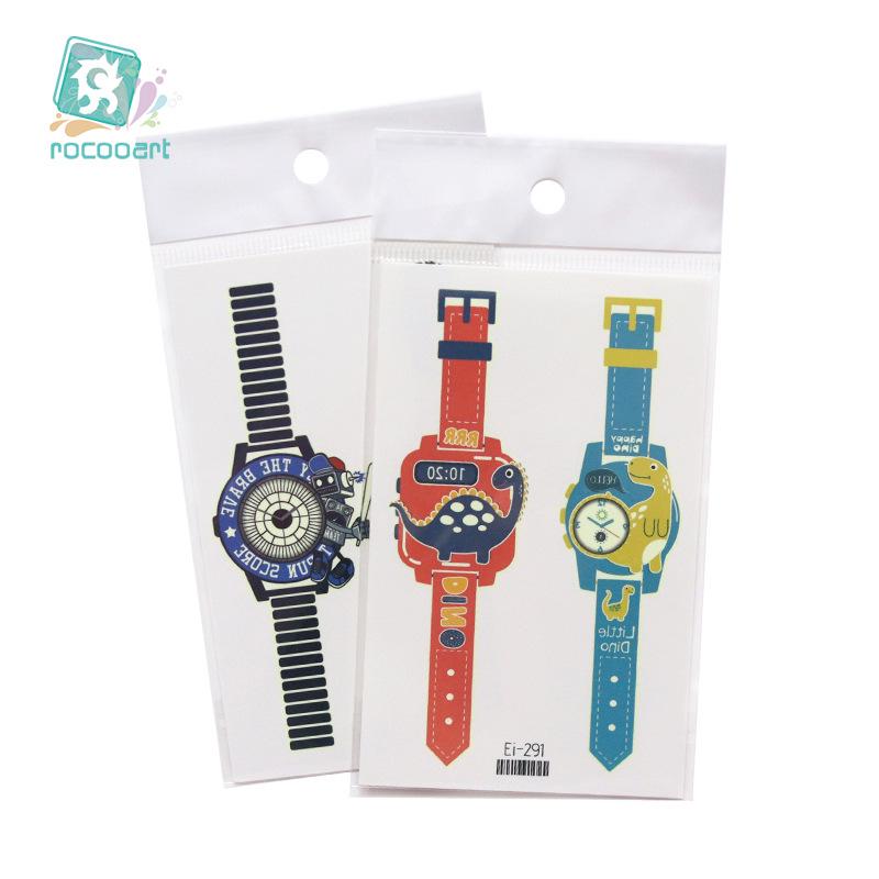 Rikalong Waterproof Luminous Cartoon Tattoo Stickers for Kids - Glow-in-the-Dark Watch Design