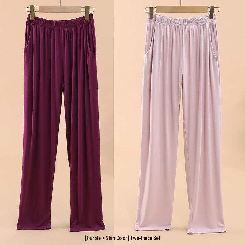 Damen Modal Locker Fallende Pyjamahose - Große Größe, Dünne Eisseide, Lässige Frühling/Sommer Hose