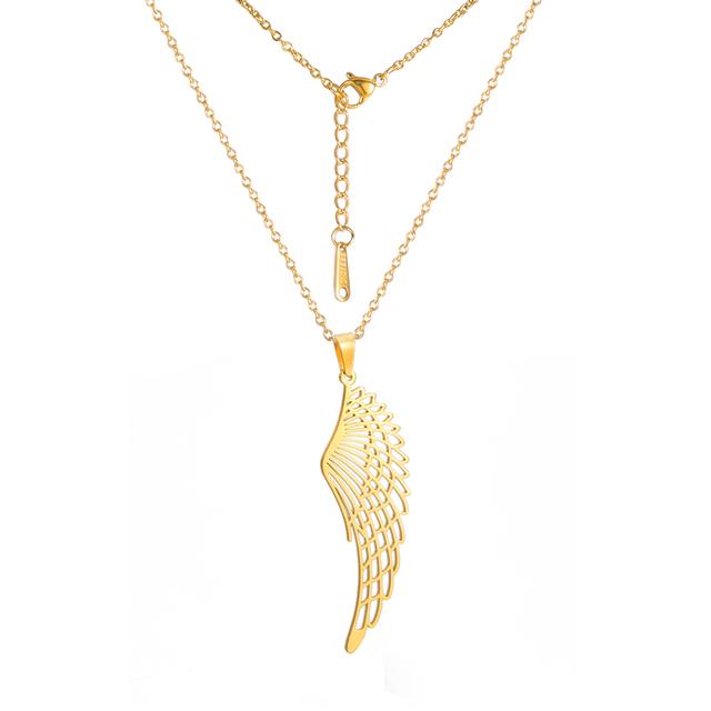 2024 Seraph Angel Wing Pendant Necklace for Women Stainless Steel Gold Color Choker Chain Necklace Fashion Jewelry Gifts