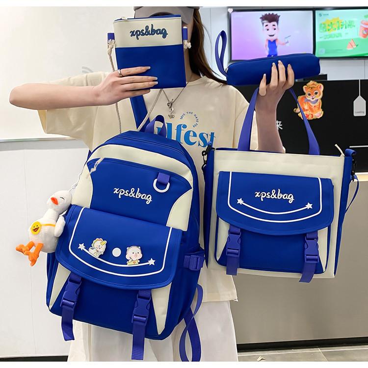 4 Pcs Set Pupil Schoolbags for Girls Grade 3 6 Lightweight Children Tutoring Bag Cute Cartoon Junior High School Teenager Girl Backpack