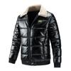 Men's Jacket Winter Plus Size Warm Outerwear Padded Thickened Loose Casual Lapel PU Jacket