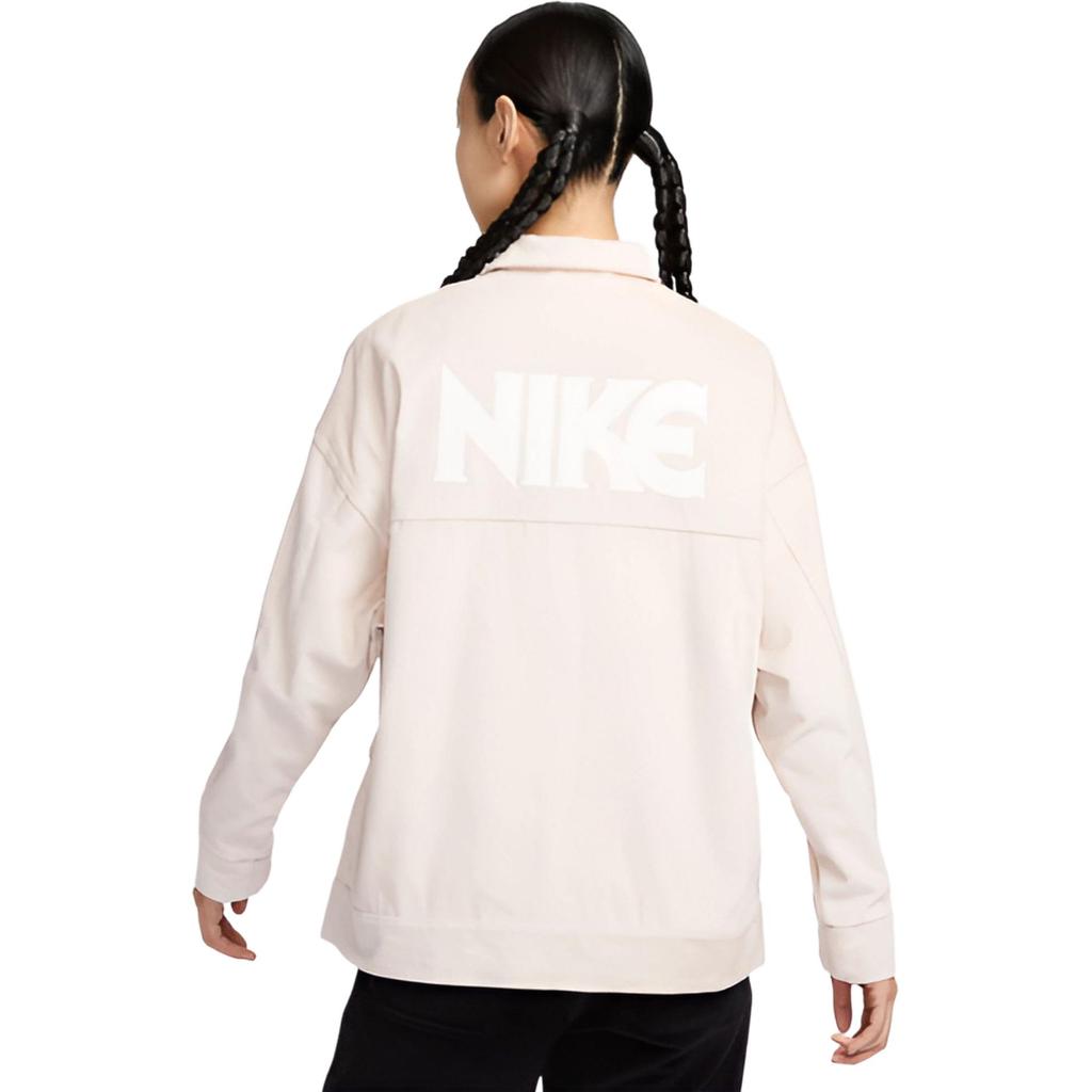 Nike Buchstaben-Print Smiley-Gesicht Kordkragen Lässige Sportjacke Damenjacken Rosa HF0355-104