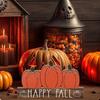 Wooden Fall Pumpkin Table Decor Cute Decorative Halloween Desk Decoration Funny Halloween Ornaments Farmhouse