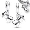 S925 Silver Lollipop Coffee Pot Charm Beads with Love Lock Key for DIY Women Bracelet Jewelry Boutique