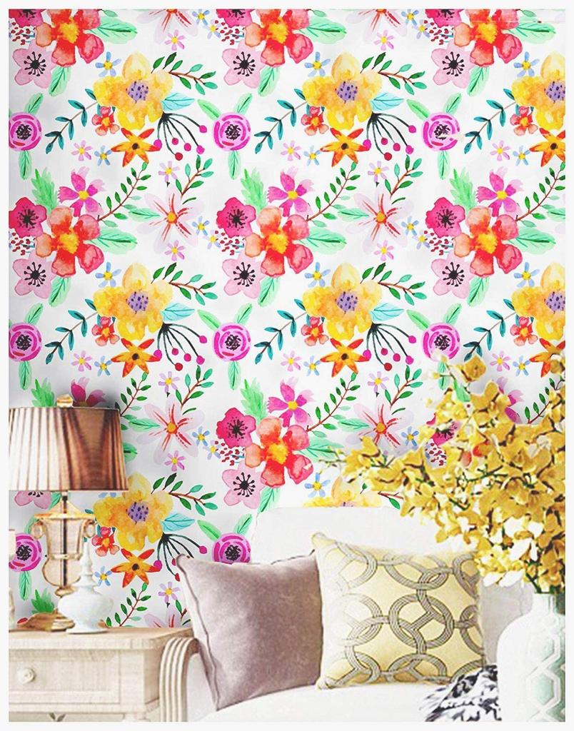Handpainting Peel And Stick Self-Adhesive Wallpapers Watercolor Seamless Red Yellow Purple Flower Green Leaves for Home Decor