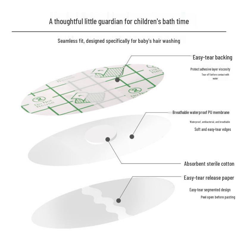 Wodoodporne naklejki PU do ochrony uszu do kąpieli i pływania - Niemowlę, Dziecko, Dorosły