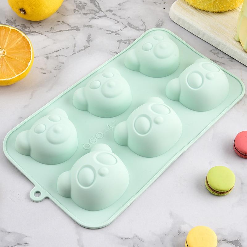 Momcbebe 6-in-1 Silicone Cake Mold, Bear Design, Green, 22.5x12.3cm Baking Pan