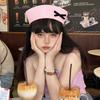 Koreanische Schleife Süßer Rosa Matrosenhut Klappkrempe Vielseitig Süßes Mädchen Frühling und Sommer JK Barett Kuppel Mode Damenmütze