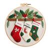 Christmas Cross Stitch Kit for Beginners Embroidery DIY Material Package with Hoops Colored Threads
