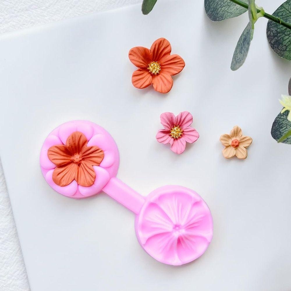 Silicone Polymer Clay Cutters Pink Flower Petals Clay  Polymer Clay Accessories