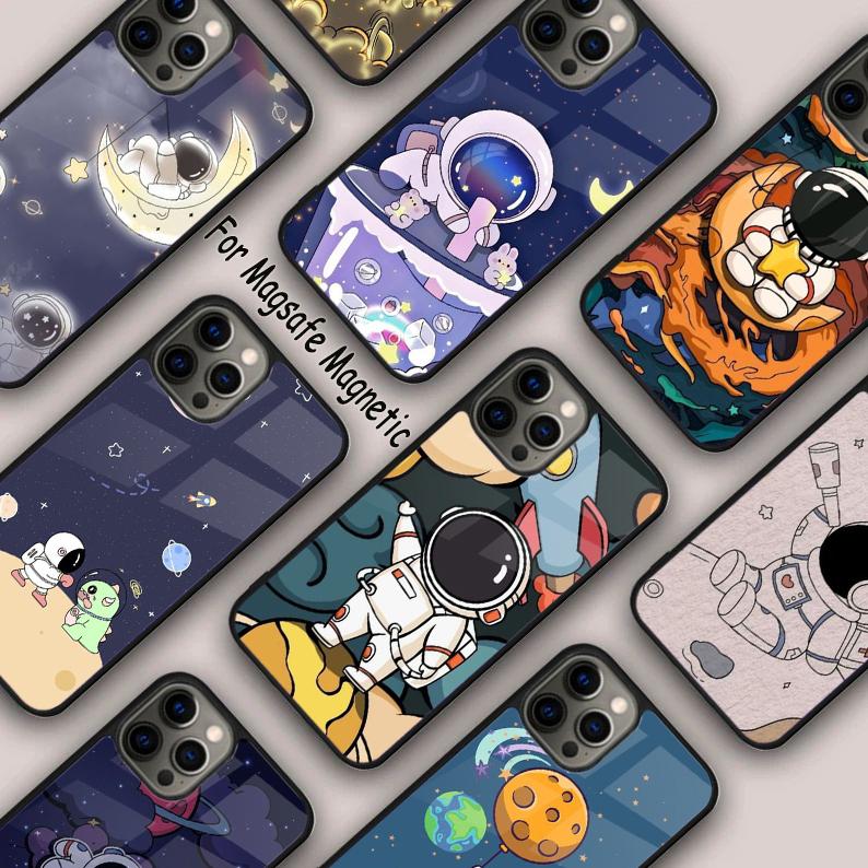 Cute Galaxy Astronaut Magnetic Phone Case For APPLE iPhone 17 Air 16 14 13 12 Pro Max 15 Plus Wireless Charge With MagSafe Cover