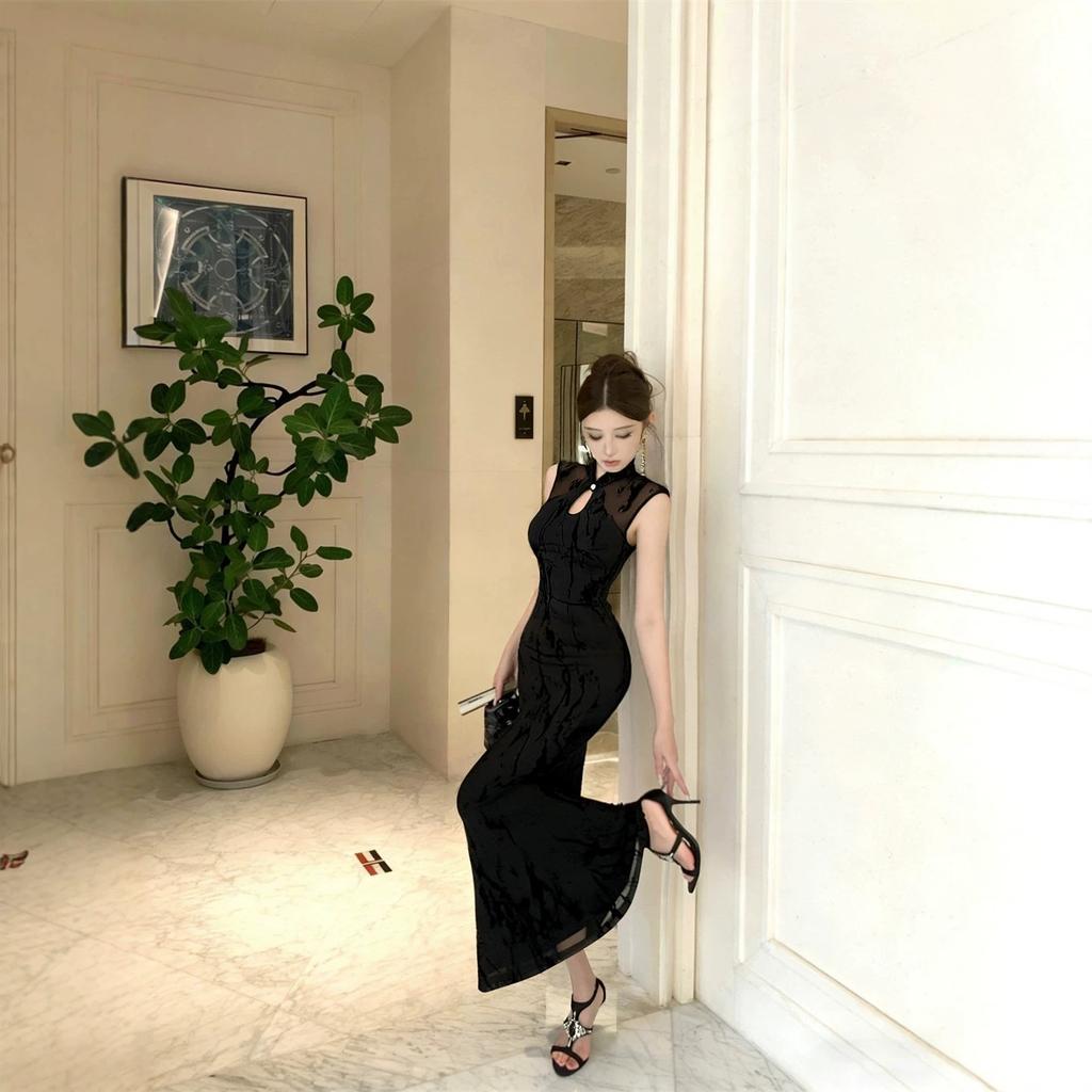 New Chinese-style Improved Cheongsam Dress for Women's Summer New High-end Temperament Slim-fitting Sexy Hip-wrapped Dress