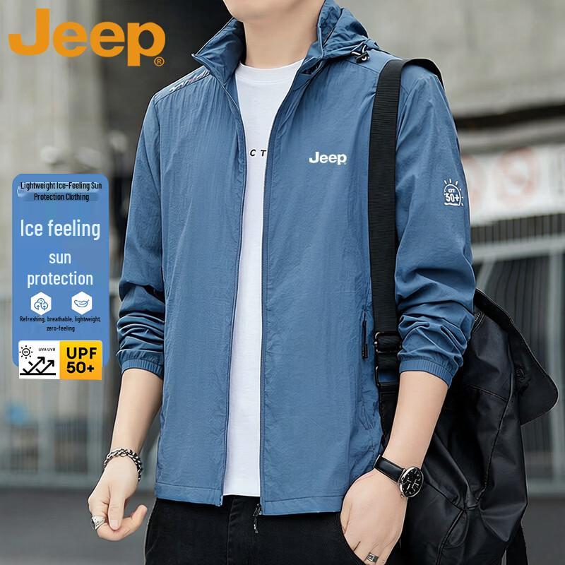 

JEEP Men s Summer UV Protection Hooded Outdoor Jacket L