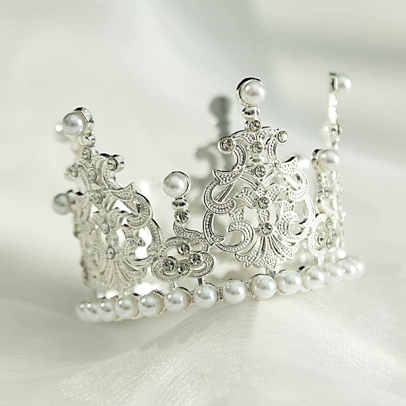 

Цветы и украшения, корона для выпечки на день рождения, детская круглая корона для выступлений в студии, головной убор с жемчугом