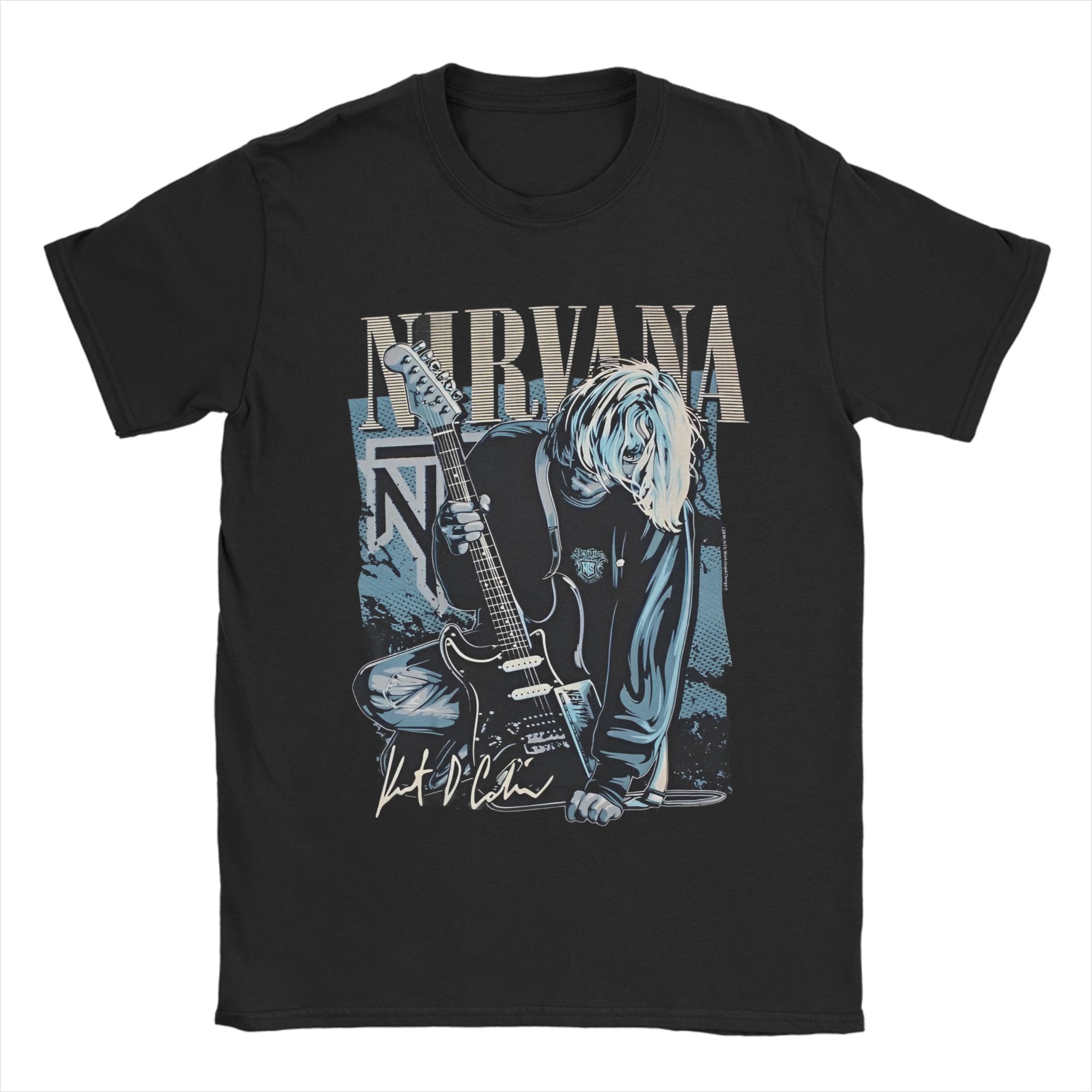 RockNirvanas Kurt Cobain Singer TShirt for Unisex Women Novelty Cotton Tees Crew Neck Short Sleeve T Shirt Plus Size Tops S
