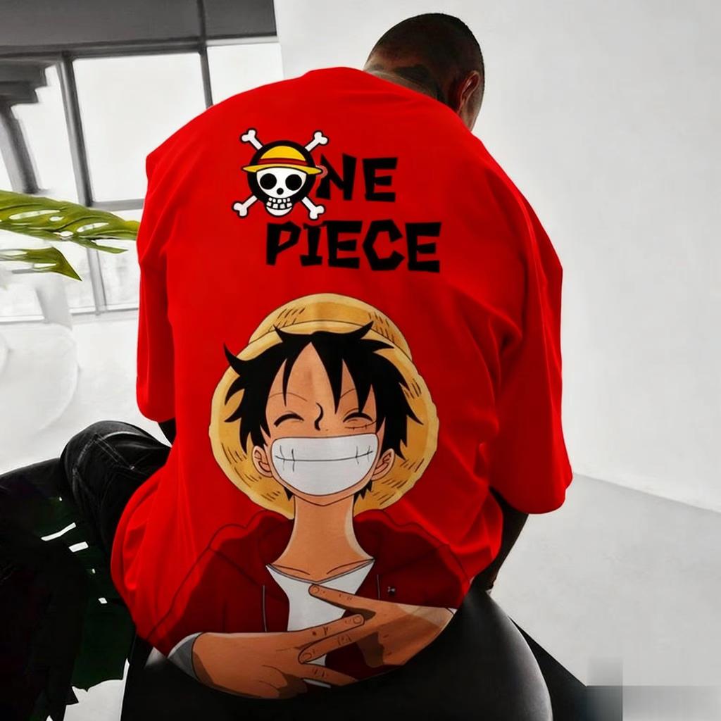 Bandai One Piece Luffy Print Shortsleeved Loose Mens and Womens Summer Commuting Breathable Sports Cotton Tshirt 2026