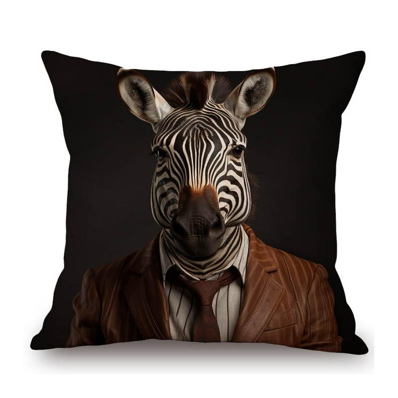 Lovely Cute Animal Head Bear Dog Panda Racoon Koala Zebra Cosplay Garments Show Cotton Linen Pillow Cover Kids Room Cushion Case
