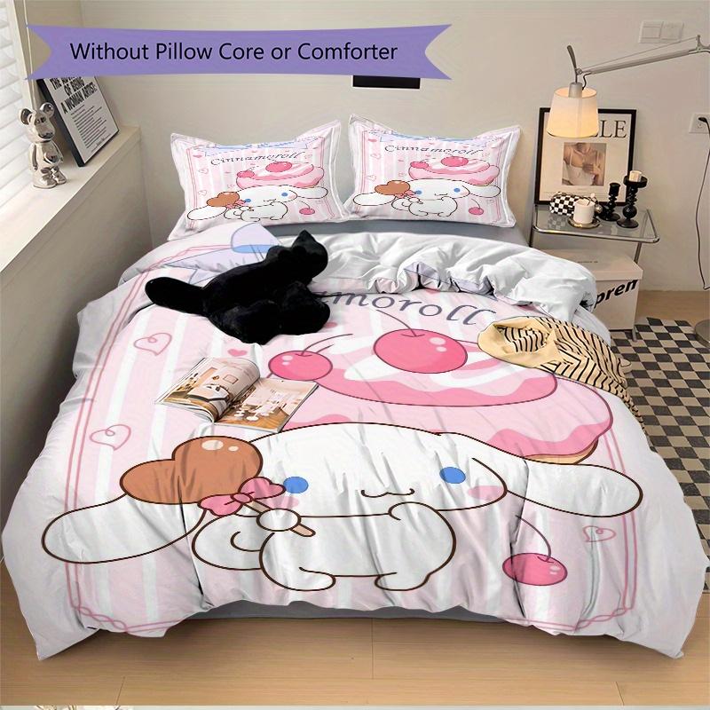 3pcs Sanrio Cherry Cake Cinnamoroll Bedding Set, Including 1 Quilt Cover and 2 Pillow Shams,Soft and Comfortable Home Bedroom.S066