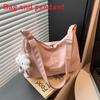 Simple Solid Color Letter Decoration Women Casual Shoulder Bag With Pendant For Daily Use