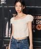 High School Disco Flower Embroidered Crop Blouse White