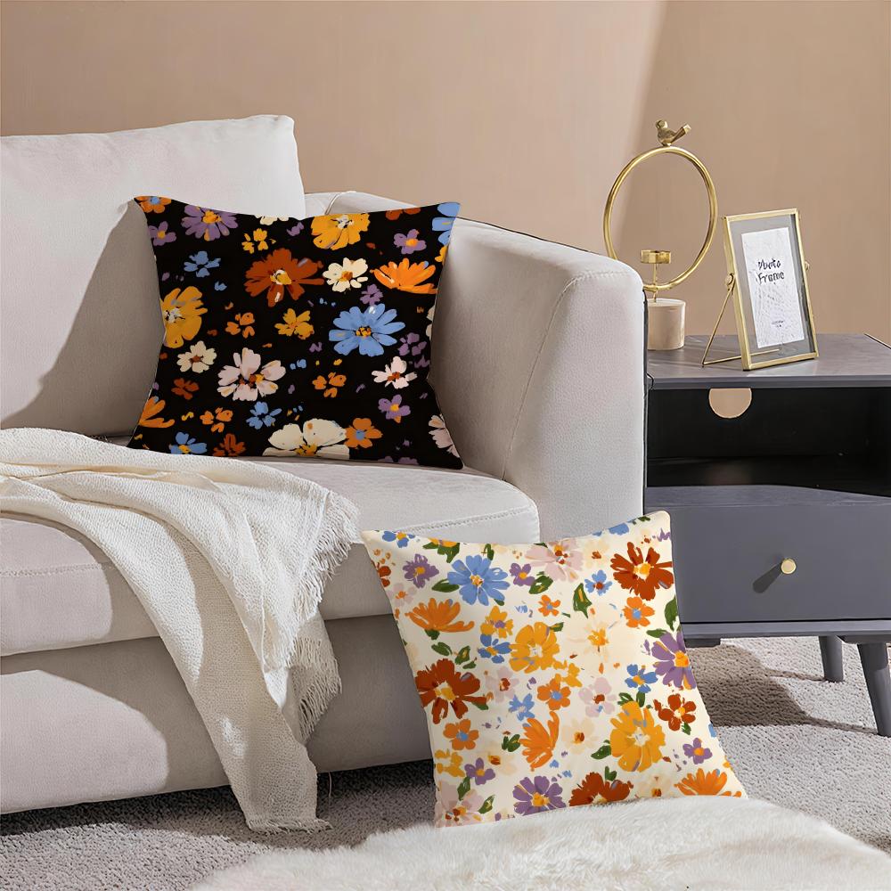 Frühlingsblumen Kissen Elegante Frische Kissenhülle Überwurf Kissenhülle Verdeckter Knopf Strapazierfähiges Polyester Stuhlkissen
